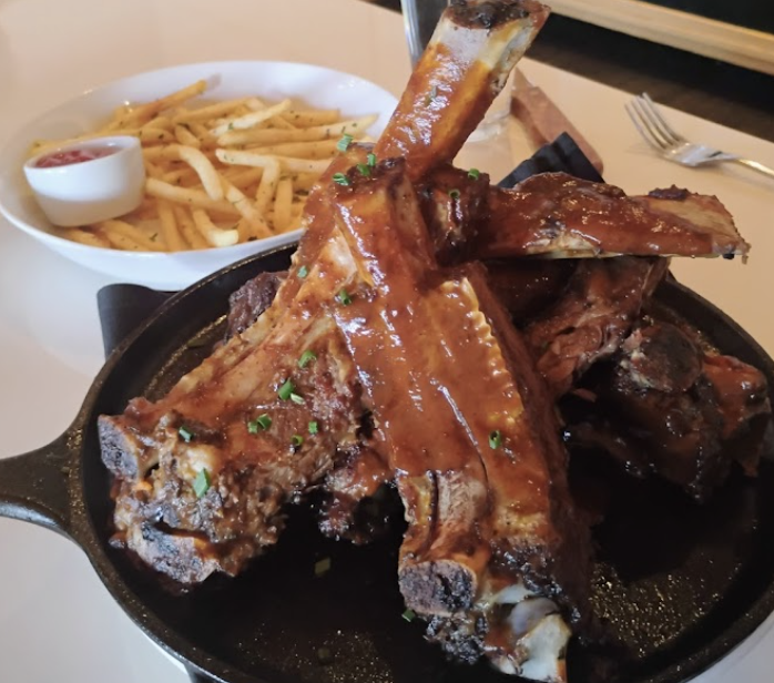 Ocotillo signature dishes Wood Fired Beef RibsMesquite Grilled Ocotillo ChickenEggplant "Meatballs"